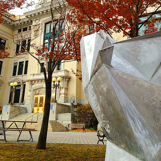 Facets (2011), detail, on site at Yonkers City Hall, Yonkers, NY